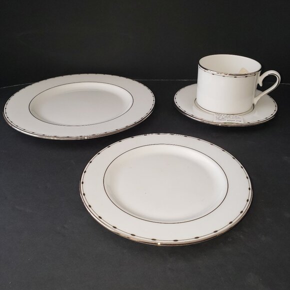 Lenox Grand Central 4 Pieces, Cup & Saucer, Bread and Salad Plate NEW - Picture 1 of 3